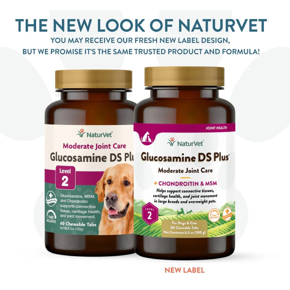 15% OFF: Naturvet Glucosamine DS Plus Level 2 Joint Care Supplement Time Release Chewable Tablets For Dogs & Cats