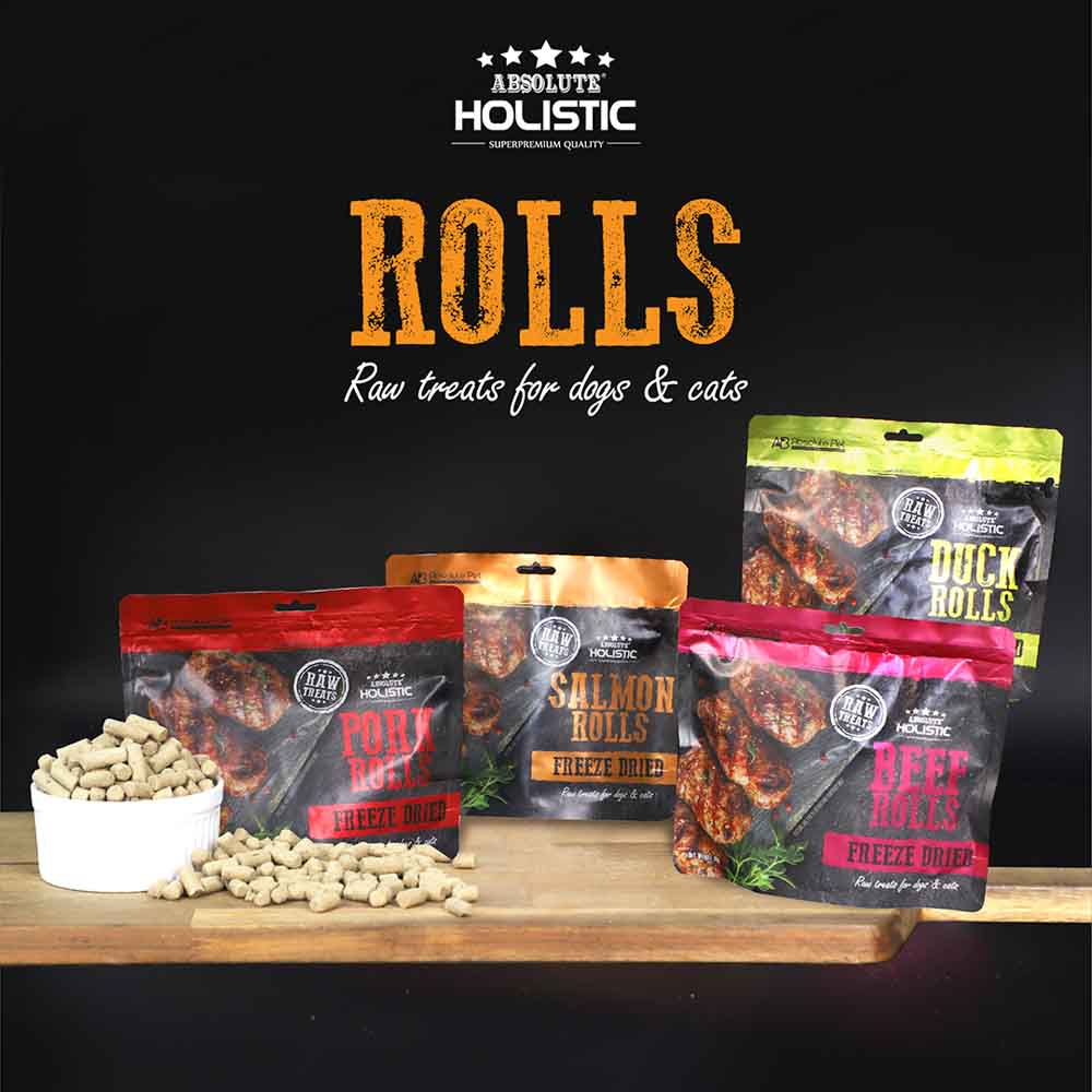 Absolute Holistic Pork Rolls Freeze Dried Raw Treats for Cats & Dogs 60g