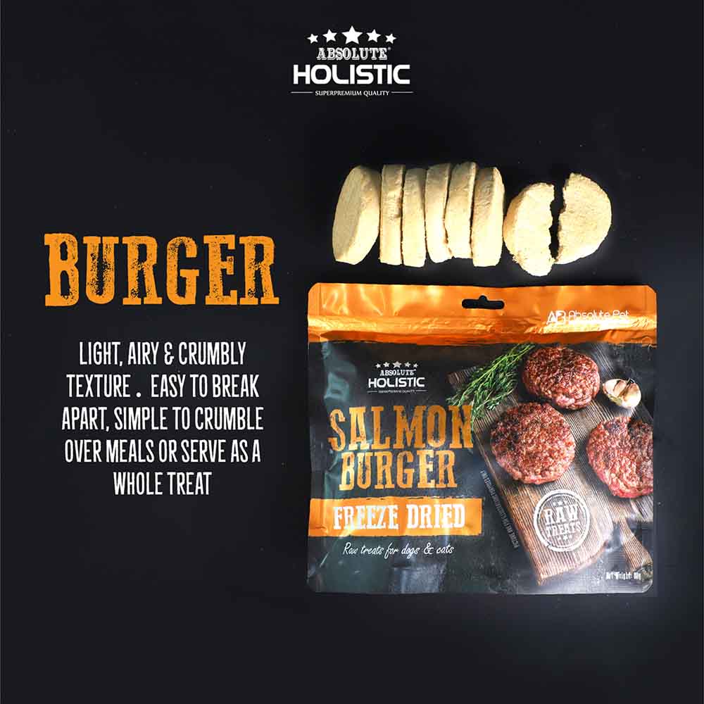 Absolute Holistic Pork Burger Freeze Dried Raw Treats for Cats & Dogs 80g