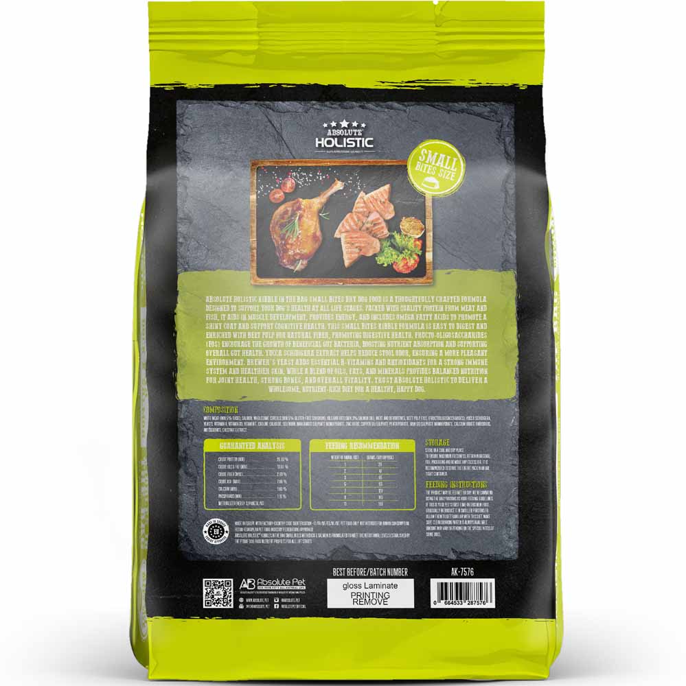 35% OFF: Absolute Holistic Kibbles In The Bag Duck & Salmon Small Bites Dry Dog Food