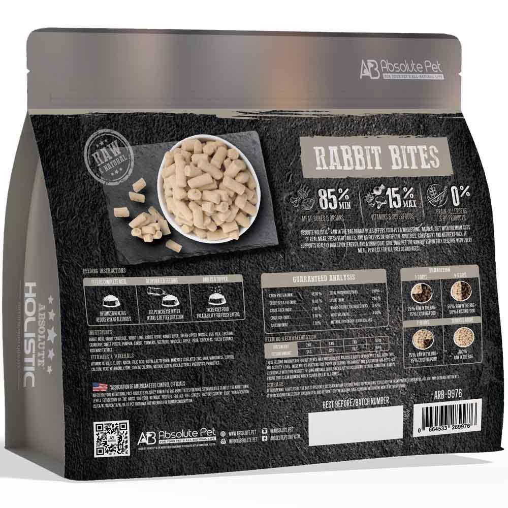Absolute Holistic Raw in the Bag Rabbit Bites Complete Freeze Dried Dog Food 14oz