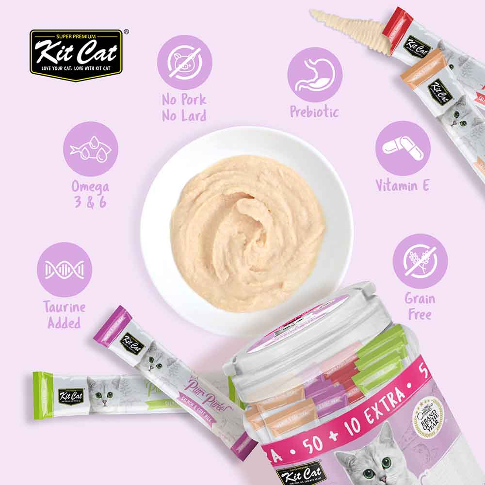Kit Cat Purr Puree Salmon Mix Assorted Grain-Free Liquid Cat Treats 60 Sticks