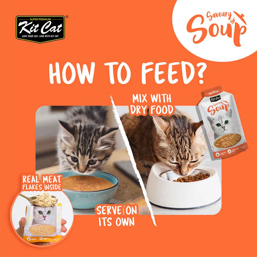 Kit Cat Savoury Soup Salmon Wet Pouch Cat Food (50g x 6)