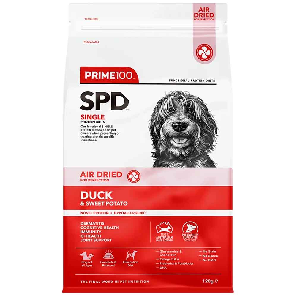 Prime100 SPD Duck & Sweet Potato Air Dried Dog Food 120g