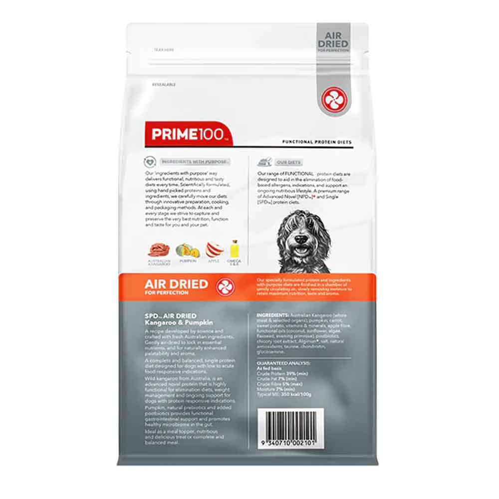 Prime100 SPD Kangaroo & Pumpkin Air Dried Dog Food 120g