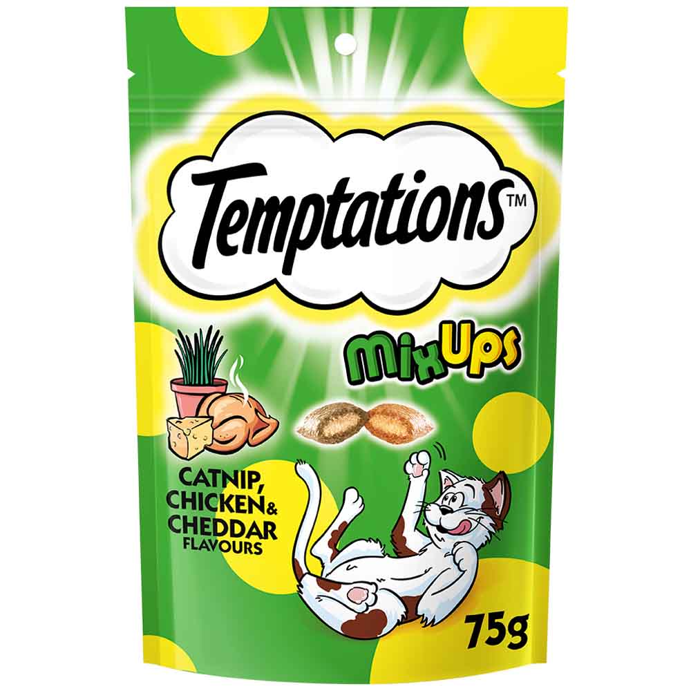"Temptations Mixups Catnip, Chicken & Cheddar Cat Treats 75g"