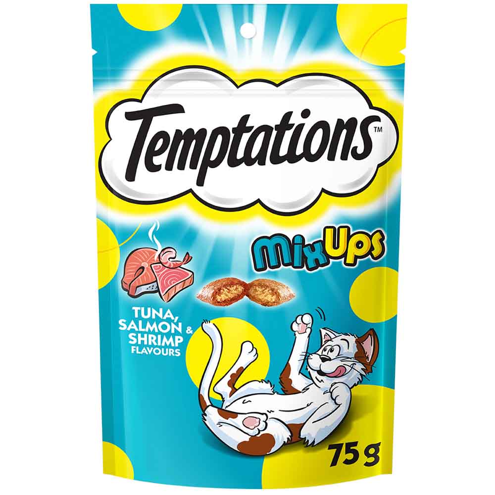 "Temptations Mixups Tuna, Salmon & Shrimp Cat Treats 75g"